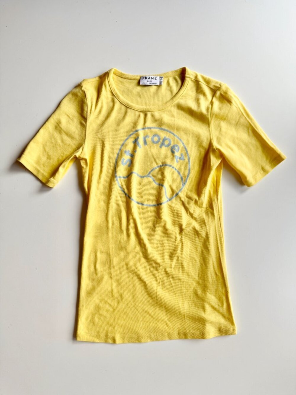FRAME St. Tropez Canary Yellow Supima Cotton Jersey Slim Fit T-Shirt, Size S
